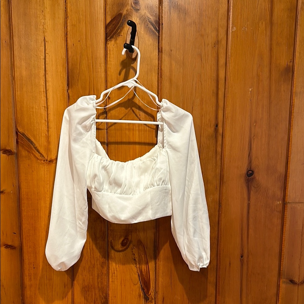Princess Polly Ariah Long Sleeve Crop Top White Women’s Size 6 Top NWT